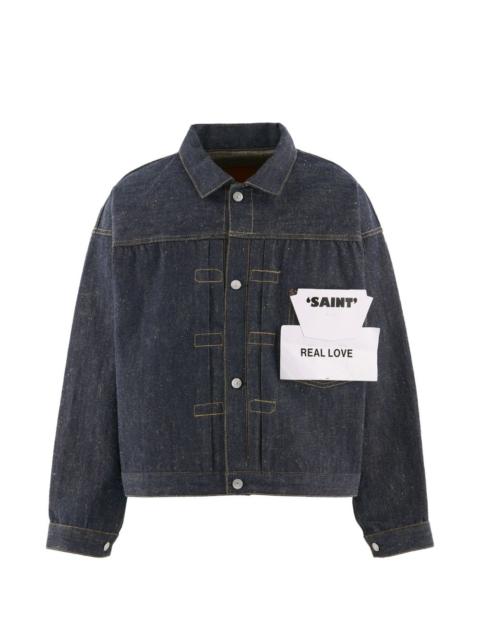 SAINT M×××××× pleated cinch-strap denim jacket