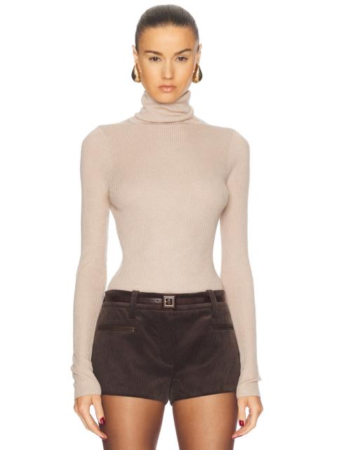 Enza Costa Silk Rib Turtleneck Top