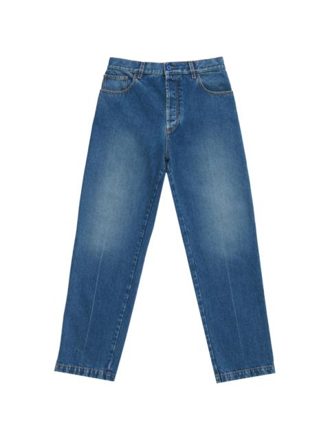 dark-wash straight-leg jeans