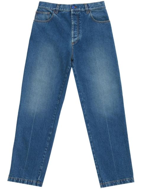 dark-wash straight-leg jeans