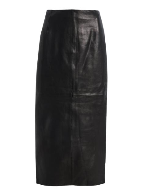 NOUR HAMMOUR Selly Leather Midi Skirt