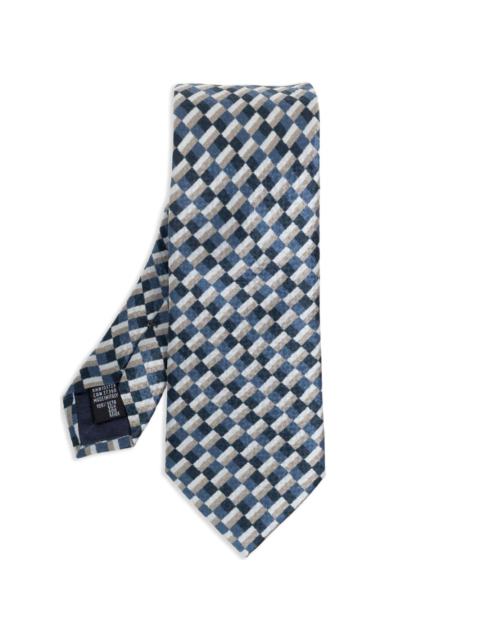 GIORGIO ARMANI check-pattern silk tie