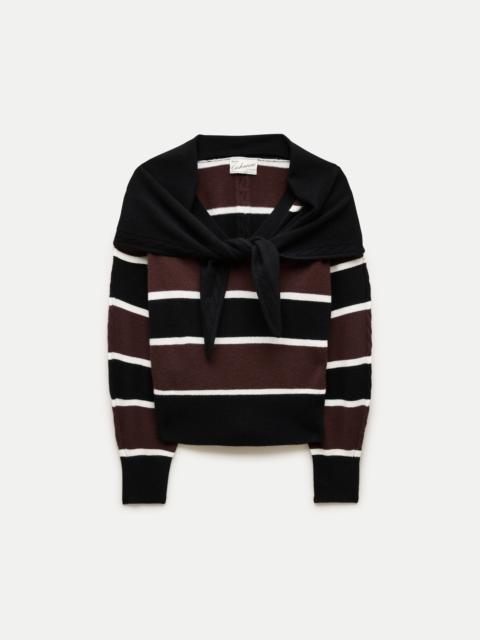 J.CREW Cashmere striped V-neck sweater with scarf