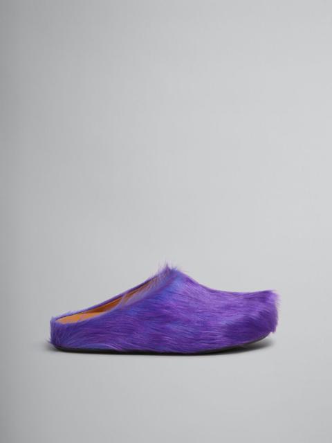 PURPLE LONG-HAIR CALFSKIN FUSSBETT SABOT