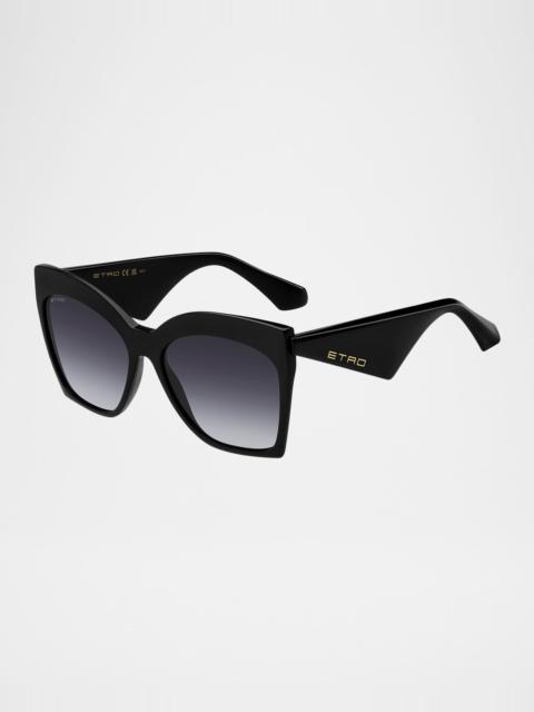 Etro Tailoring Logo Acetate Butterfly Sunglasses