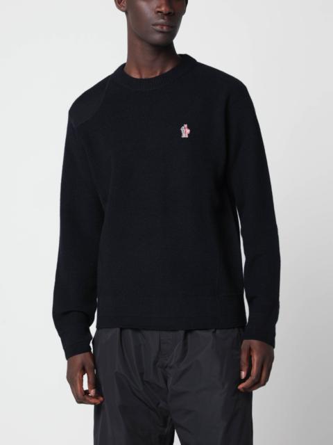 Moncler Grenoble Blue wool sweater with logo patch