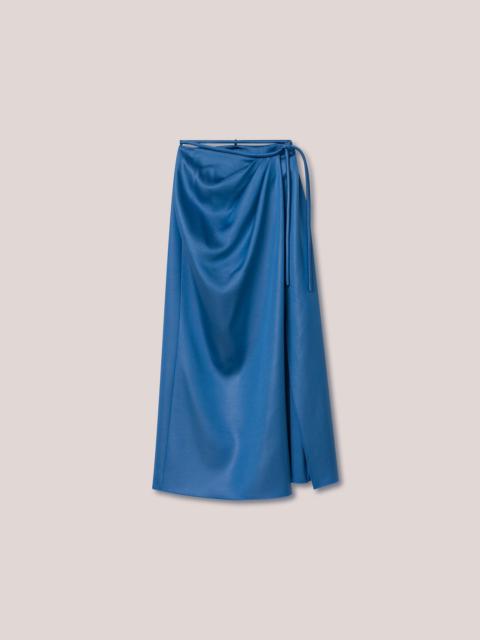 LEA - Glossy satin wrap skirt - Blue