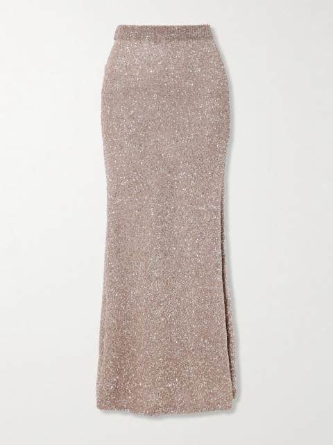 BALENCIAGA Sequined Knitted Maxi Skirt
