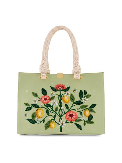 Olympia Le-Tan Women's Botanical Chic Medium Embroidered Tote Bag - Aloe