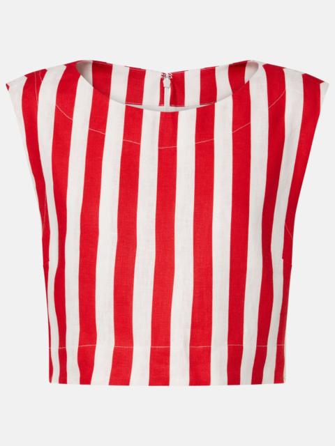 POSSE Martina striped linen crop top