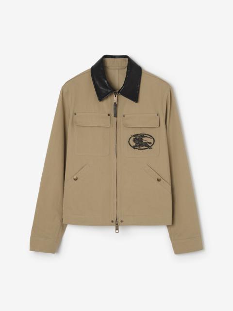 Burberry Leather Collar Cotton Workwear Jacket