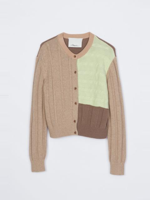 3.1 Phillip Lim Mix Cable Crew Neck Cardigan