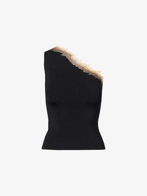 GRACE LING Flame One-Shoulder Knitted Top