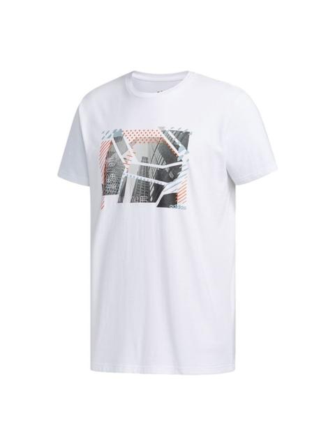 adidas adidas neo M Fav Photo T 2 Contrasting Colors Pattern Casual Sports Short Sleeve White DW8209