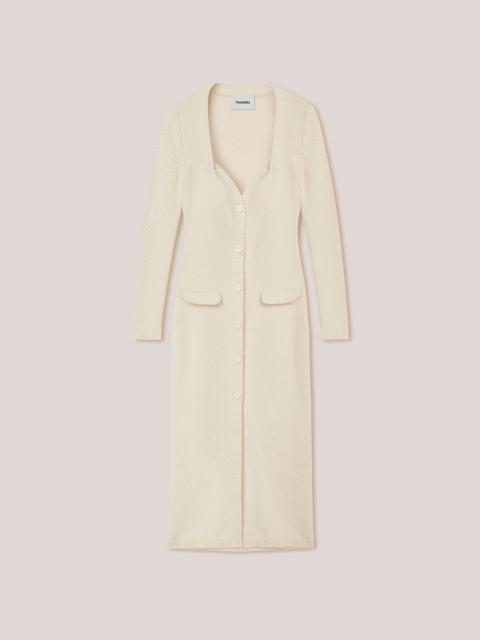 Nanushka DANA - Cotton-tweed textured sweetheart neck dress - Creme