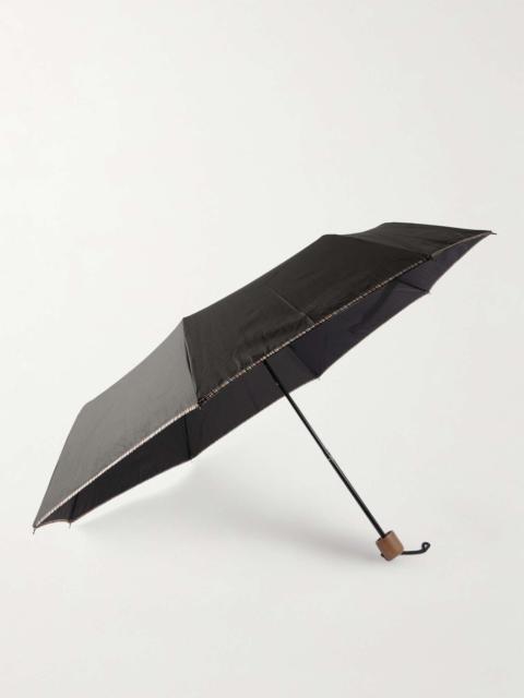 Contrast-Tipped Wood-Handle Fold-Up Umbrella