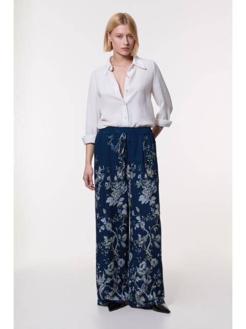 KAREN MILLEN Floral Border Print Viscose Woven Wide Leg Trouser