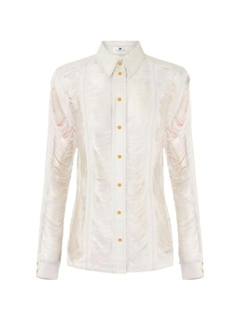 ELISABETTA FRANCHI distressed fringed shirt