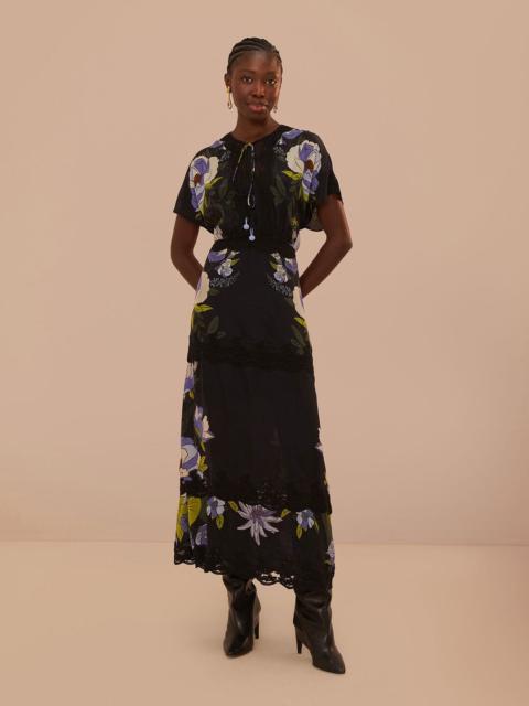 Black Soft Garden Lace Maxi Dress