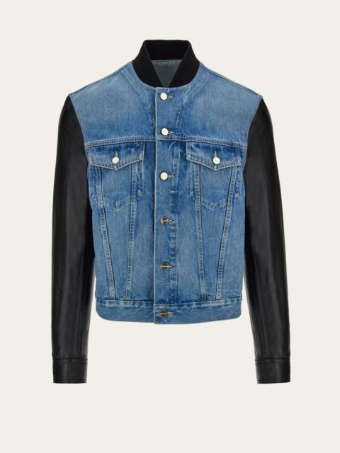 FERRAGAMO Denim and leather jacket