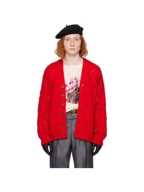 Maison Margiela Red Y-Neck Cardigan