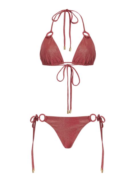 Zimmermann Rhiannon Metallic Triangle Bikini Set pink
