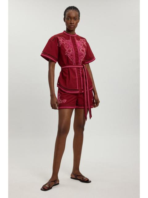 KAREN MILLEN Linen Blend Beaded Embroidery Shirt Co ord