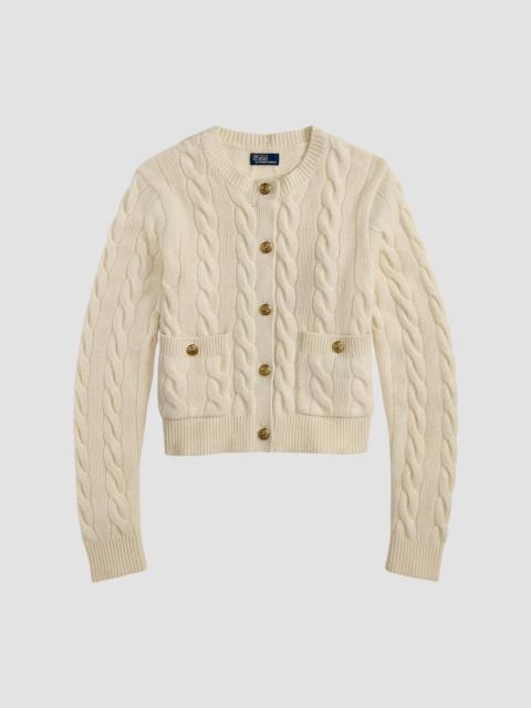 Polo Ralph Lauren Women's Cable-Knit Wool-Cashmere Crop Cardigan - White