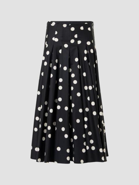AKRIS Women's Polka Dot Cotton Satin Midi Skirt - Black Cream