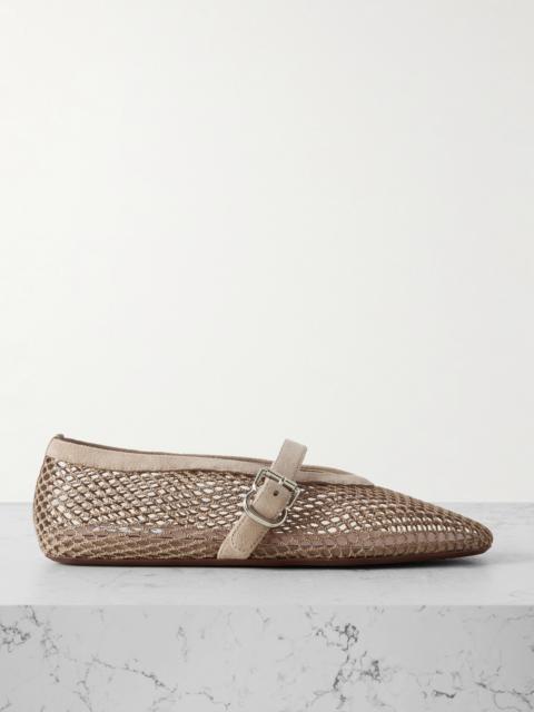 Alaïa Suede-trimmed Mesh Ballet Flats