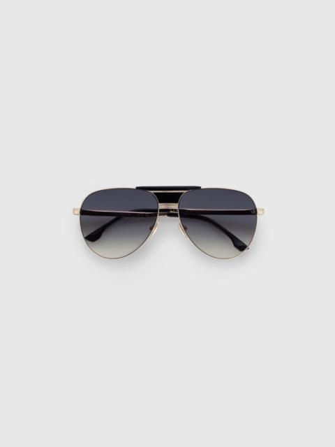Victoria Beckham Oversized Metal And Acetate Pilot Frame In Gold Black