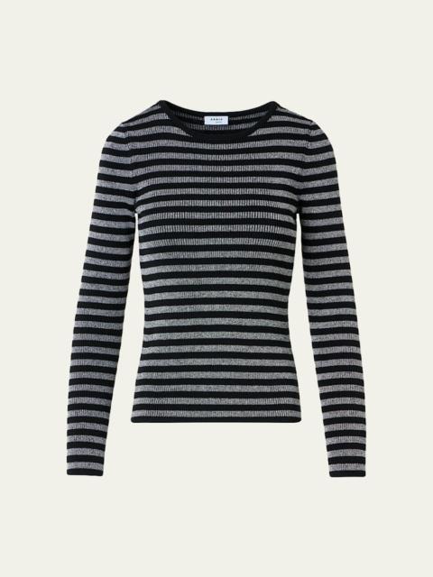 AKRIS Metallic Striped Rib Knit Sweater