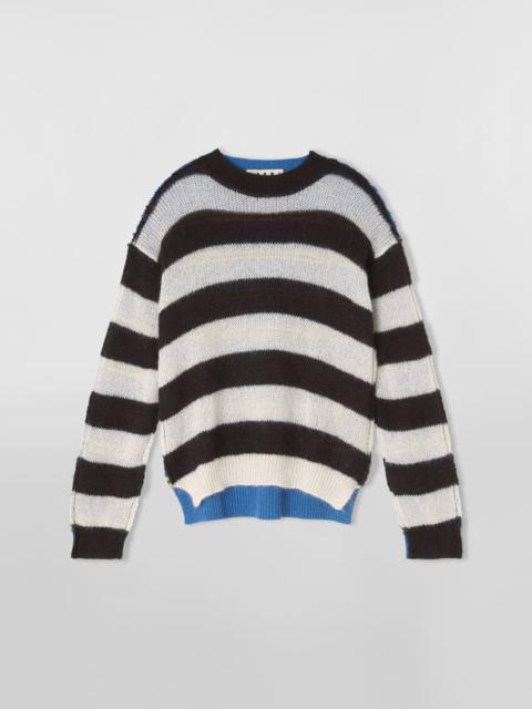 Marni STRIPED WOOL AND MOHAIR BLEND SWEATER WITH RAW EDGES