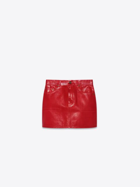 SAINT LAURENT mini skirt in red vinyl denim