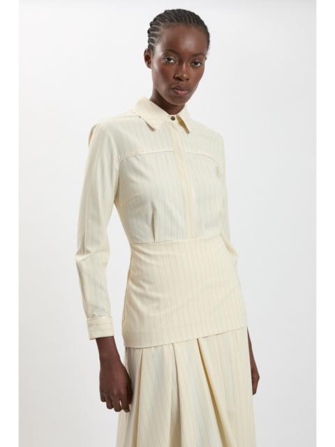 KAREN MILLEN Petite Tailored Pinstripe Collared Maxi Dress
