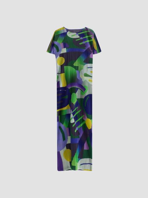 Pleats Please Issey Miyake Women's Playground Pleated Abstract Midi-Dress - Purple