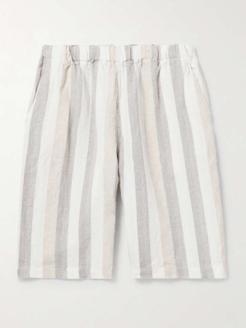 BEAMS PLUS Easy Wide-Leg Striped Herringbone Linen Shorts