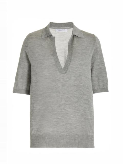 GABRIELA HEARST Frank Knit Polo in Heather Grey Silk Cashmere