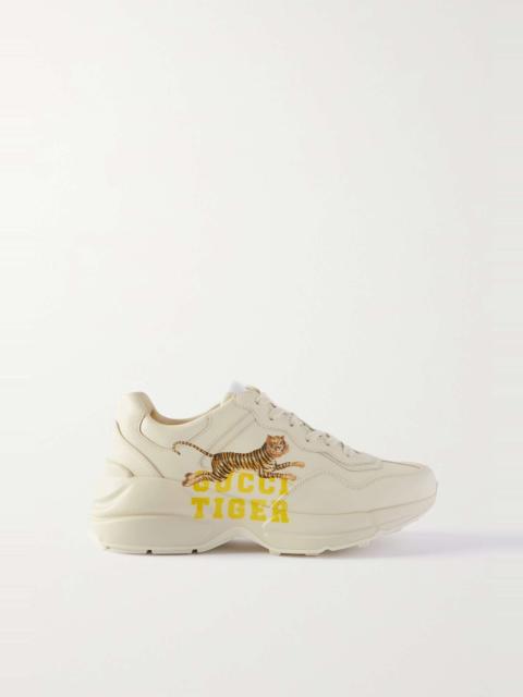 GUCCI Rhyton printed leather sneakers