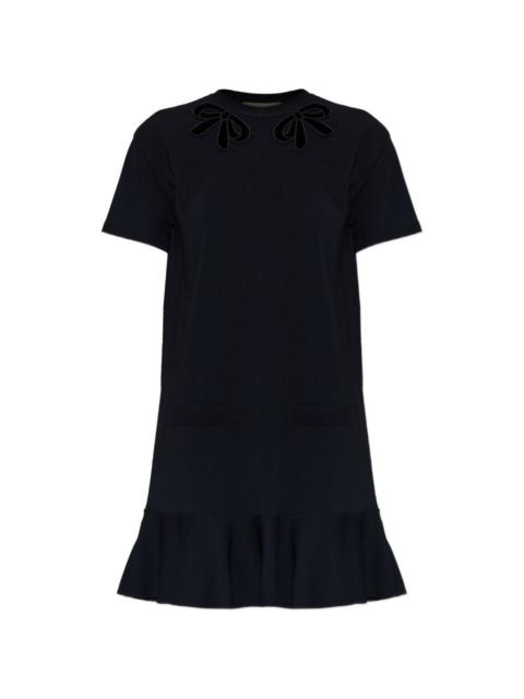 Valentino bow-appliqué knitted mini dress