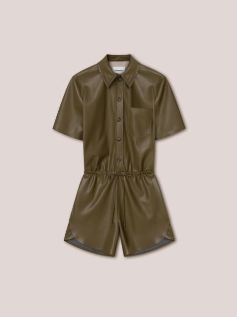 Nanushka LENI - Vegan leather button-down playsuit - Olive