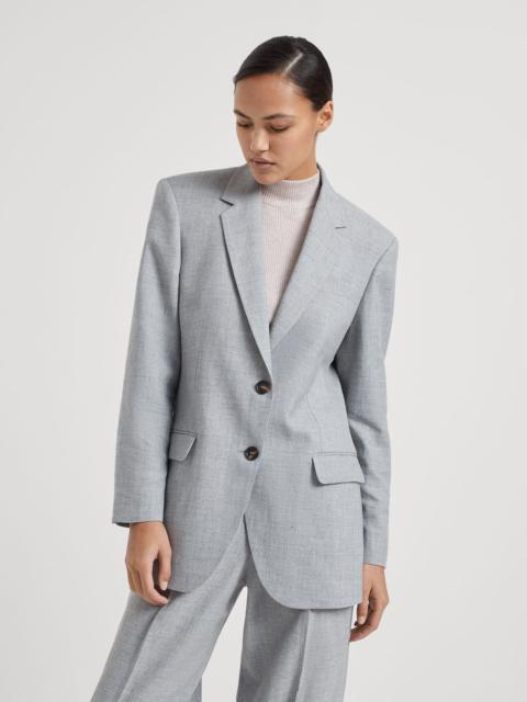 Brunello Cucinelli Linen and wool canvas blazer with monili