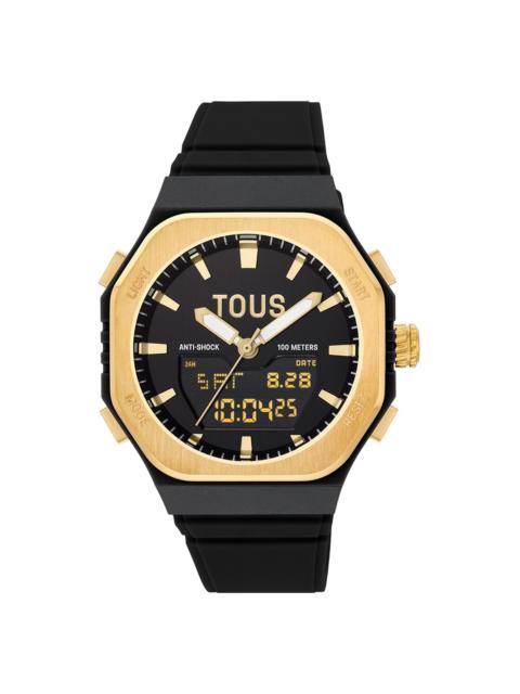 TOUS Gold-colored steel analog/digital Watch and black nylon bracelet Bet
