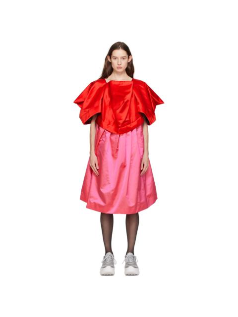 Comme Des Garçons Red & Pink Oversized Midi Dress