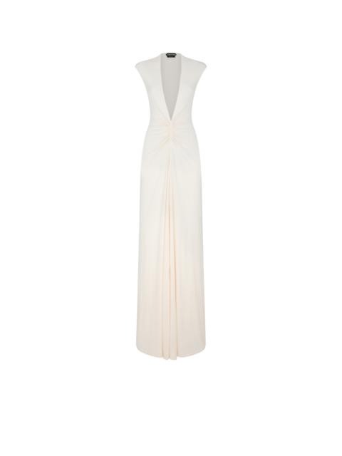 TOM FORD STRETCH SABLE' JERSEY DEEP V-NECK EVENING DRESS
