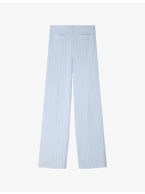Sandro Striped Sequin-Embellished Woven Trousers