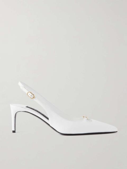 Dolce & Gabbana Lollo embellished leather slingback pumps