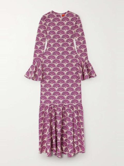 La DoubleJ Alba ruffled printed stretch-jersey maxi dress Red