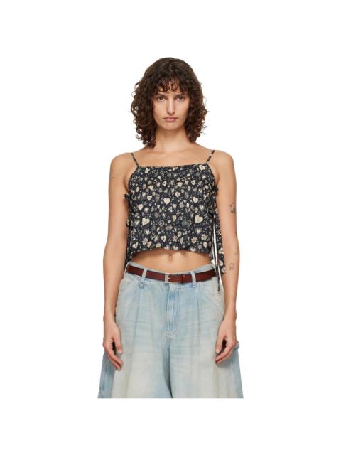 R13 Black Square Neck Tie Camisole