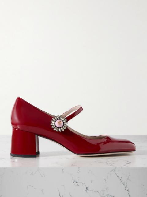 Valentino 55 Embellished Patent-leather Mary Jane Pumps